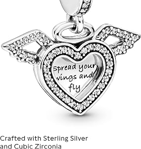 Amazon.com: Pandora Hearts & Angel Wings Dangle Charm - Compatible